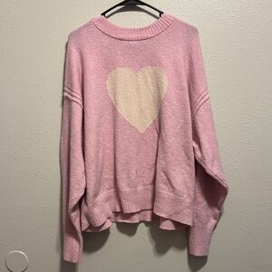 American Eagle Outfitters Pink Sweater with Cream Heart